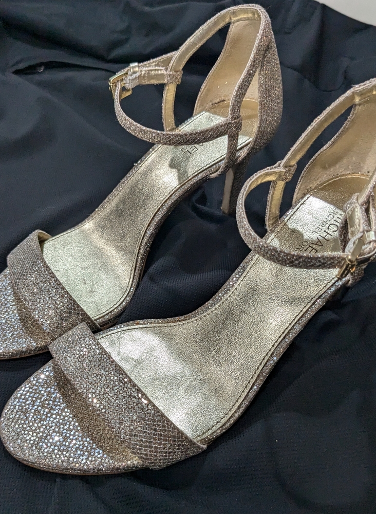 Micheal Kors gold glitter high heels